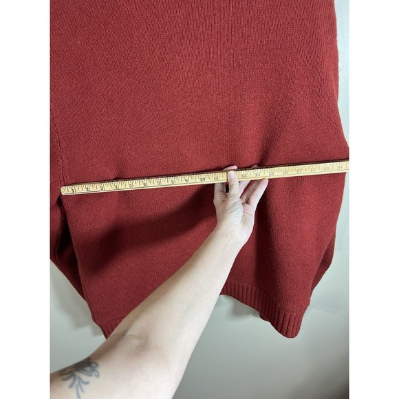 L.L.Bean Sherpa Sweater Large Lambswool Full Zip Cardigan Jacket Red Orange - Picture 11 of 11